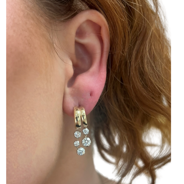 Lab-Grown Split Hoop Dangle Earrings