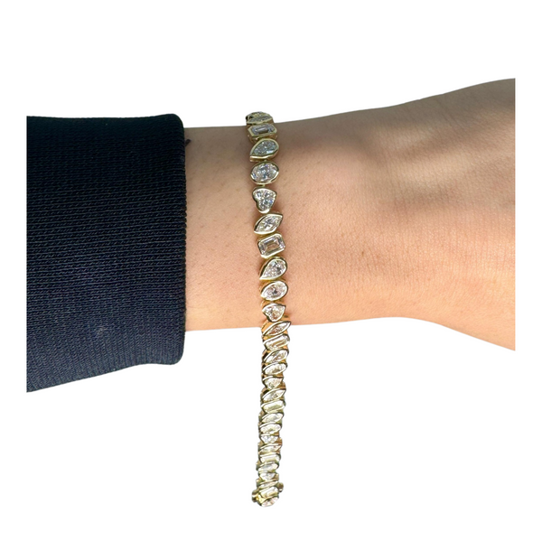 Lab-Grown Multi-Shape Bezel Tennis Bracelet