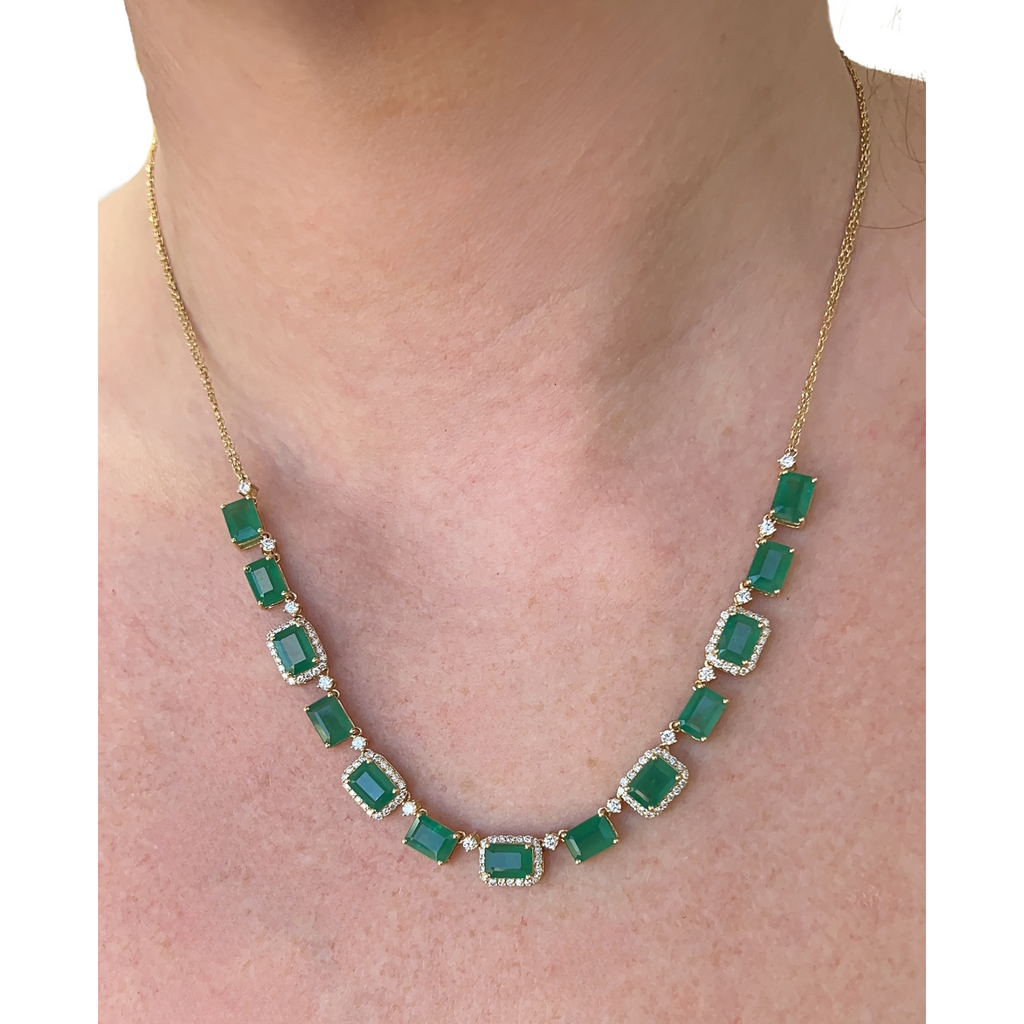 Halfway Emerald Halo Necklace