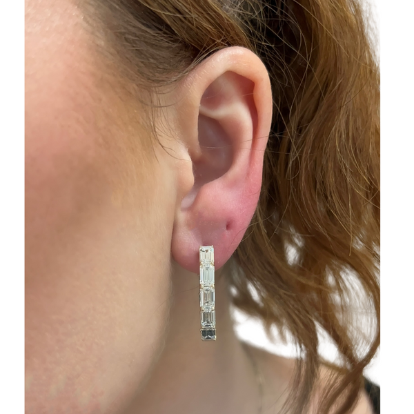 Lab-Grown Inside Out Emerald Gemstone Teardrop Hoops