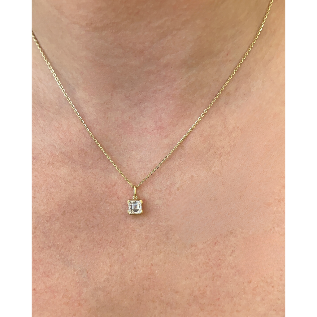 Lab-Grown Asscher Half Bezel Necklace