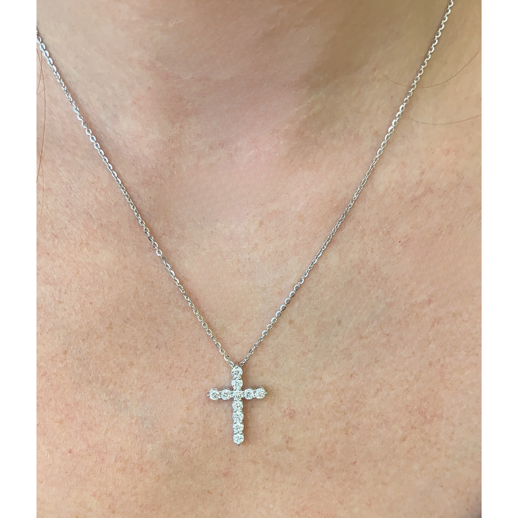 Lab-Grown Large Round Diamond Cross Necklace