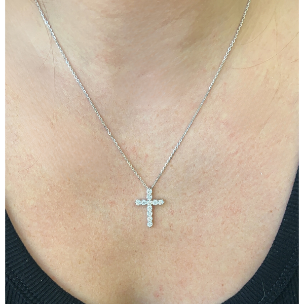 Lab-Grown Large Round Diamond Cross Necklace