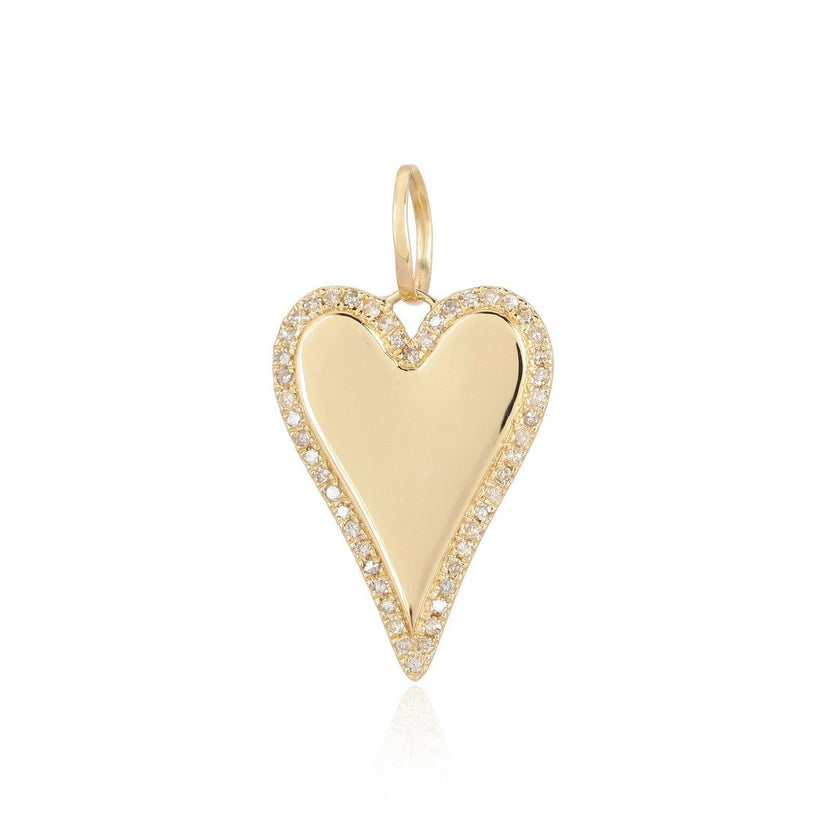 Glossy Pave Diamond Heart Charm