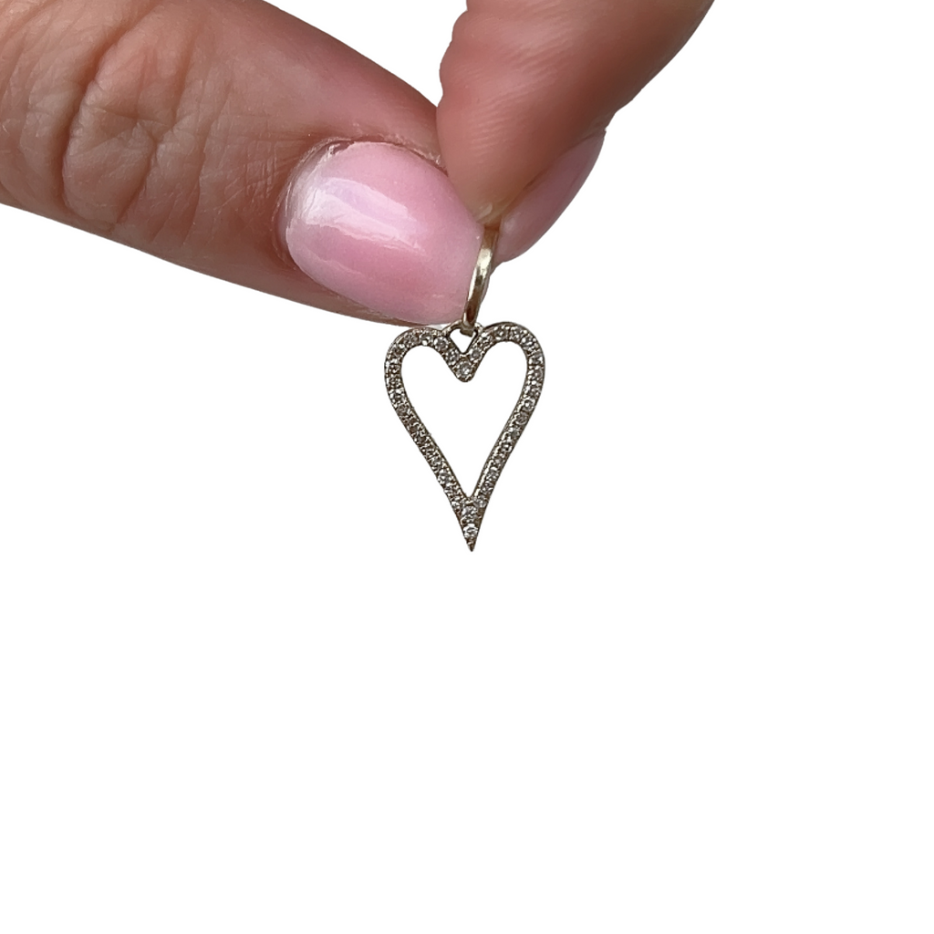 Diamond Heart Outline Charm