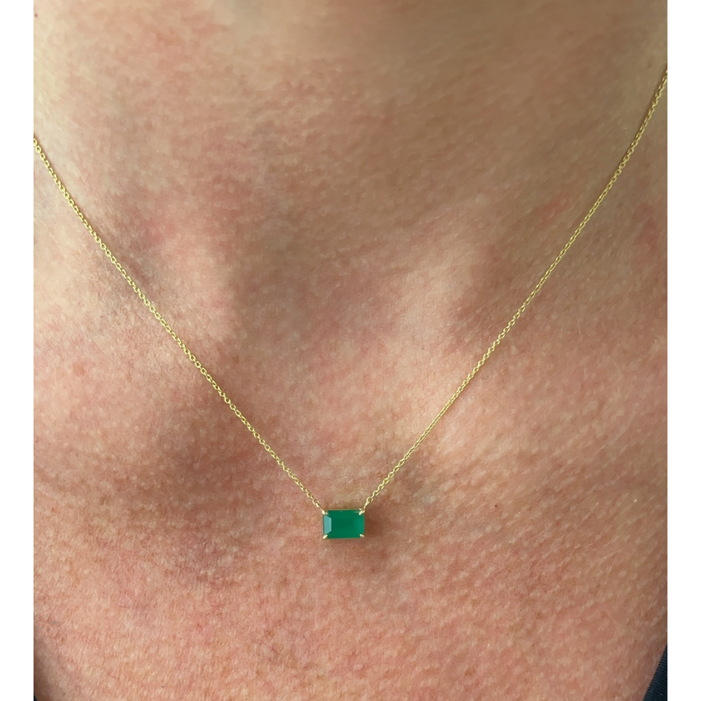 Emerald Cut Emerald Pendant Necklace