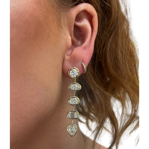Lab-Grown Bezel Multi-Shape Dangle Earrings