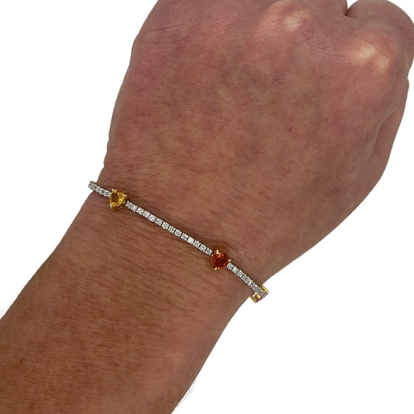 Rainbow Sapphire Heart Tennis Bracelet