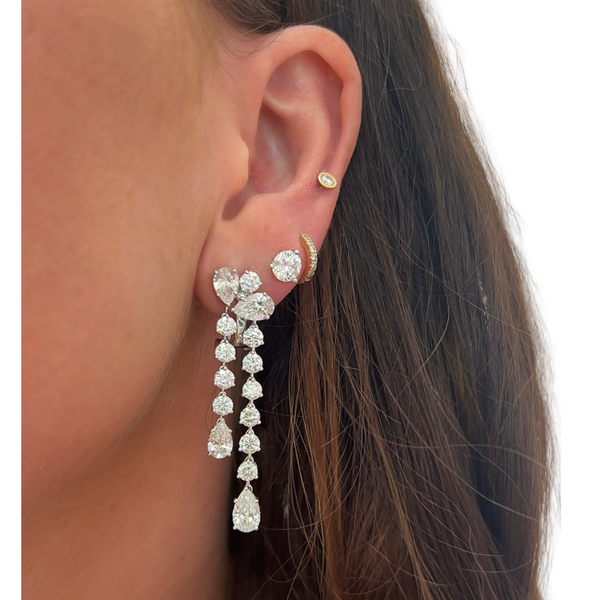 Lab-Grown Pear & Round Dangle Earrings