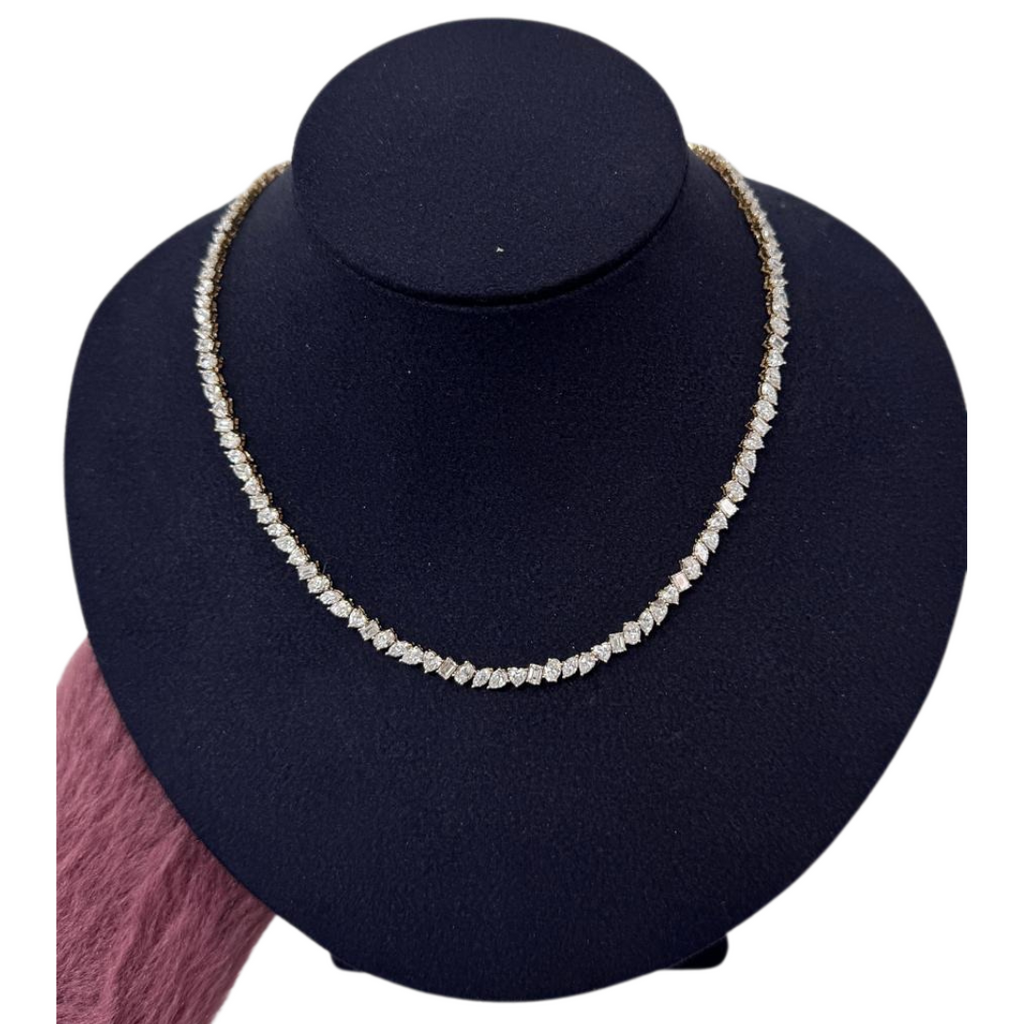 Lab-Grown Offset Multi-Shape Tennis Necklace