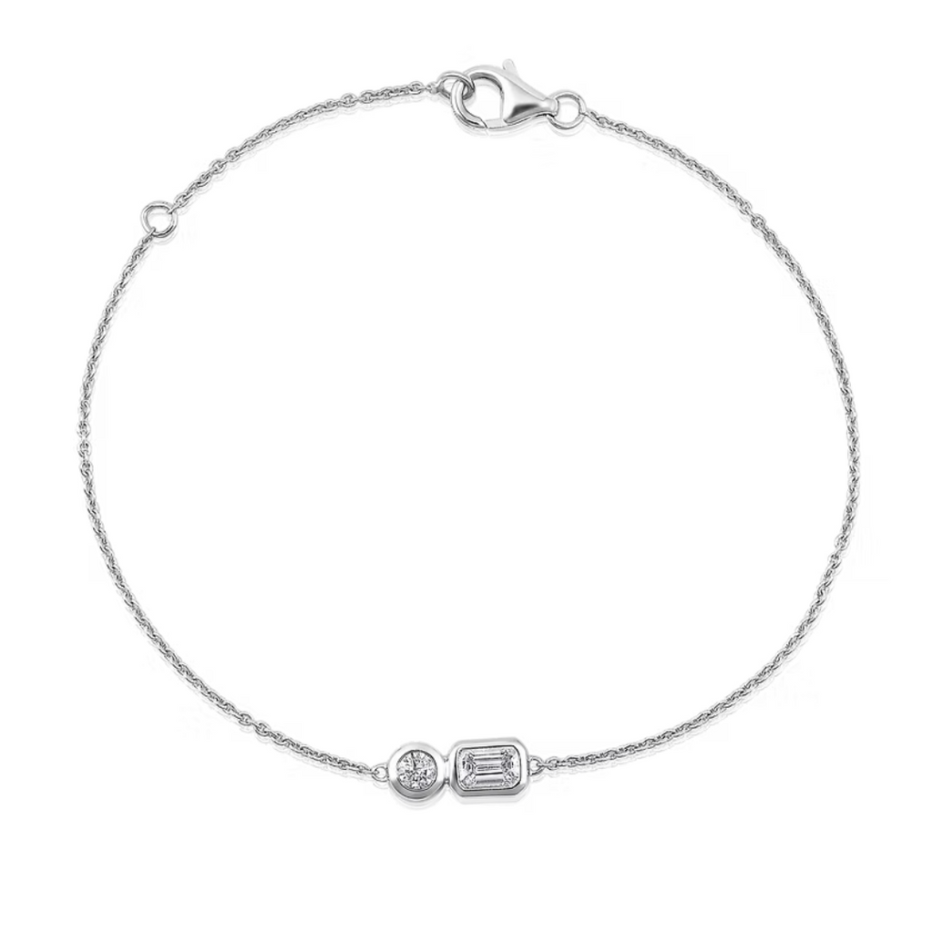 Bezel Round & Emerald Chain Bracelet