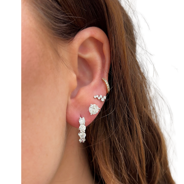 Lab-Grown Mini Round Inside Out Hoops in ear