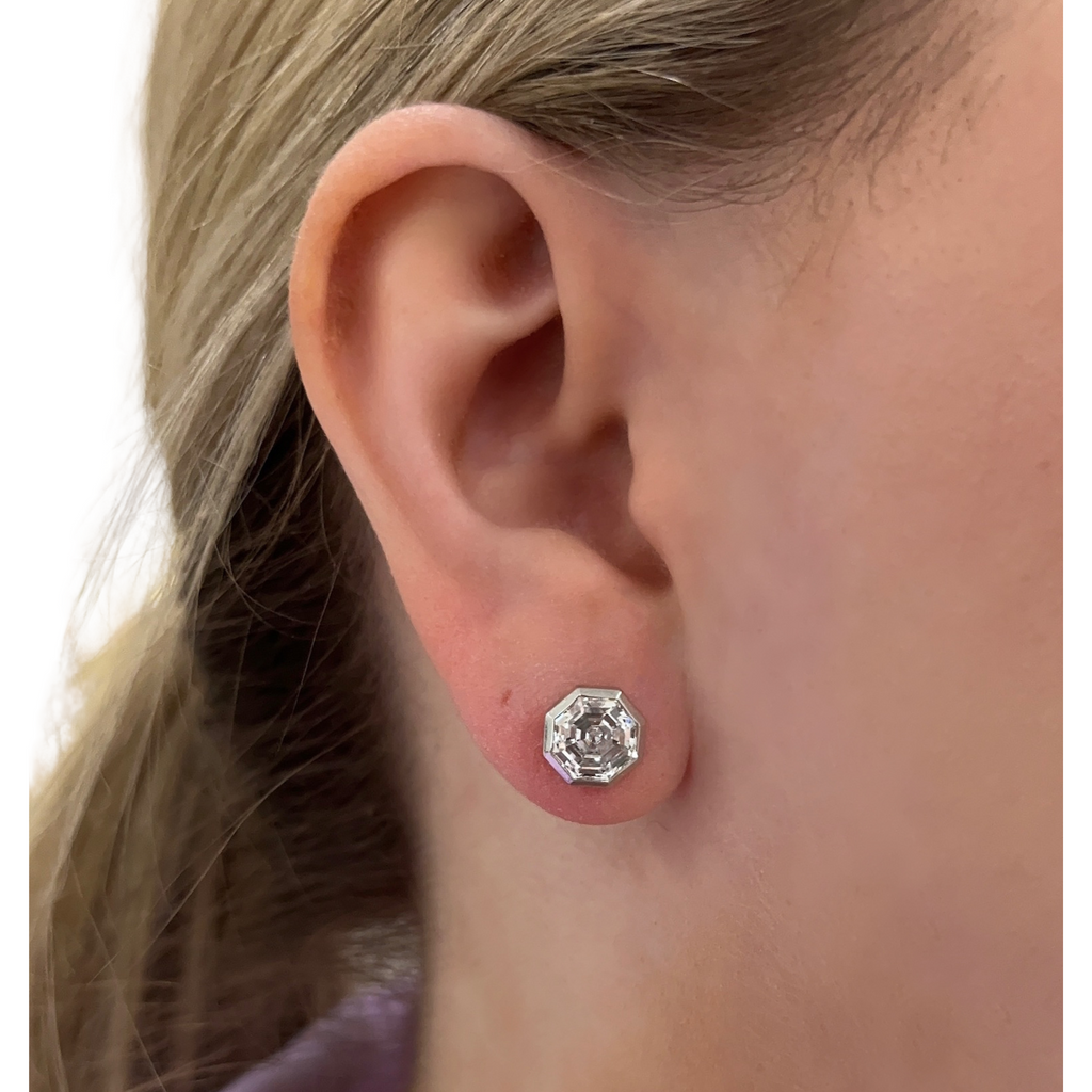 Lab-Grown Bezel Set Octagon Studs