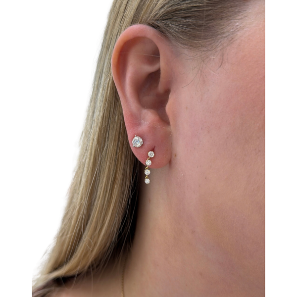 Lab-Grown Graduated Round Diamond Drop Earrings