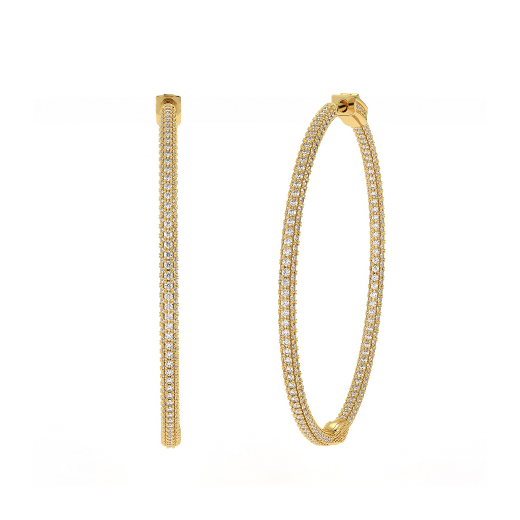 Triple Row Pave Inside Out Diamond Hoops