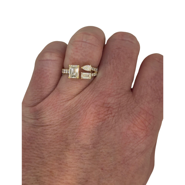 Lab-Grown Trio Emerald & Pear Wrap Ring