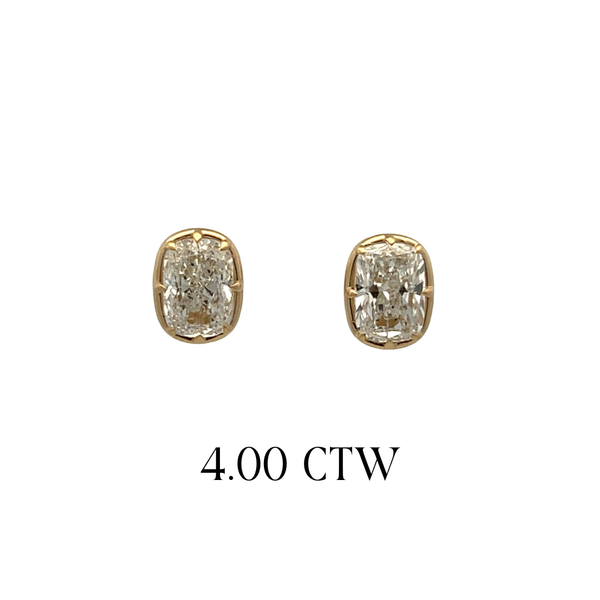 Lab-Grown Georgian Elongated Cushion Stud Earrings