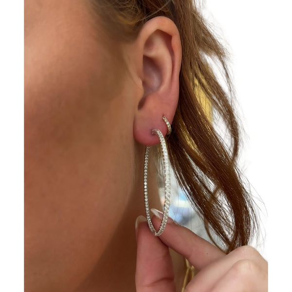 Round Inside Out 2.90 Ctw Diamond Hoops