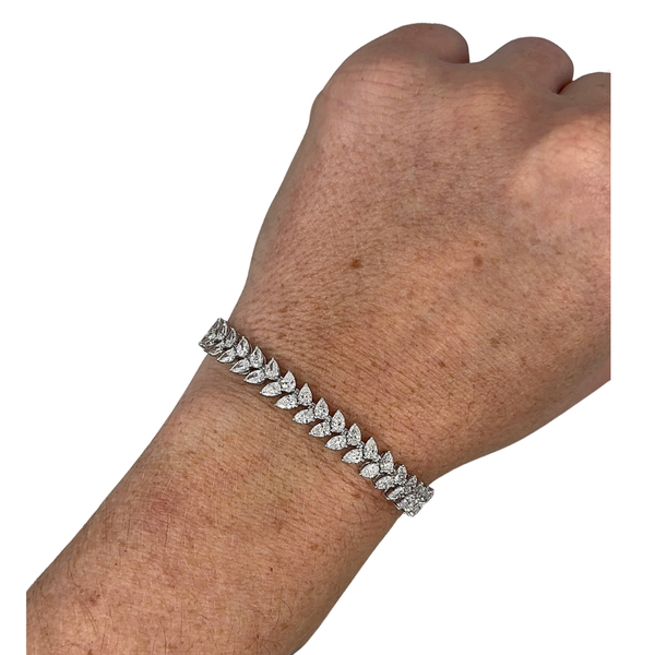 Lab-Grown Double Row Offset Pear Tennis Bracelet