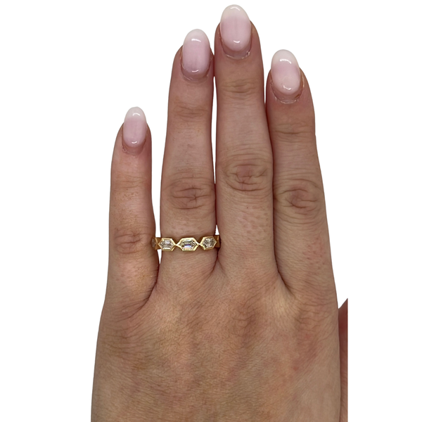 Lab-Grown Bezel Step-Cut Hexagon Band on hand