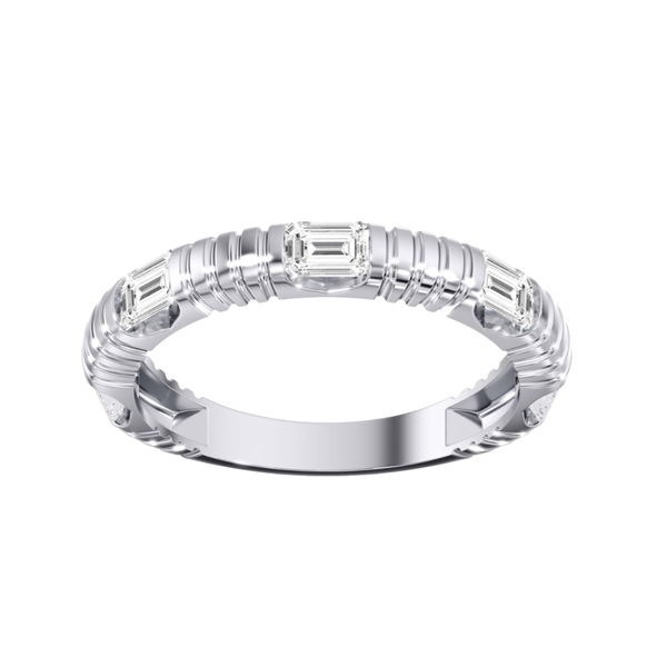 Lab-Grown Fluted E/W Emerald Cut Band