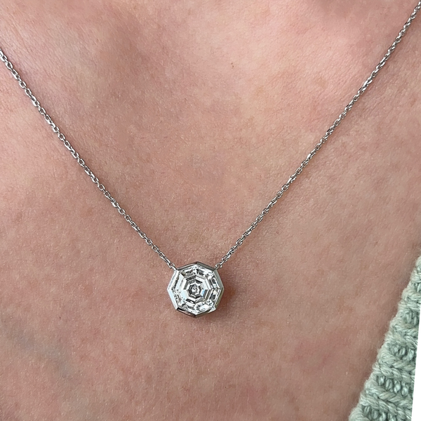 Lab-Grown Bezel Octagon Pendant Necklace