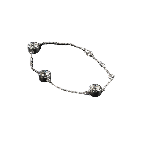 Lab-Grown Euro Round Station Bracelet