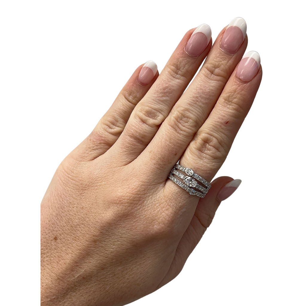 Lab-Grown Triple Row Oval Ring