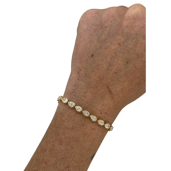 Lab-Grown East/West Pear Bezel Tennis Bracelet