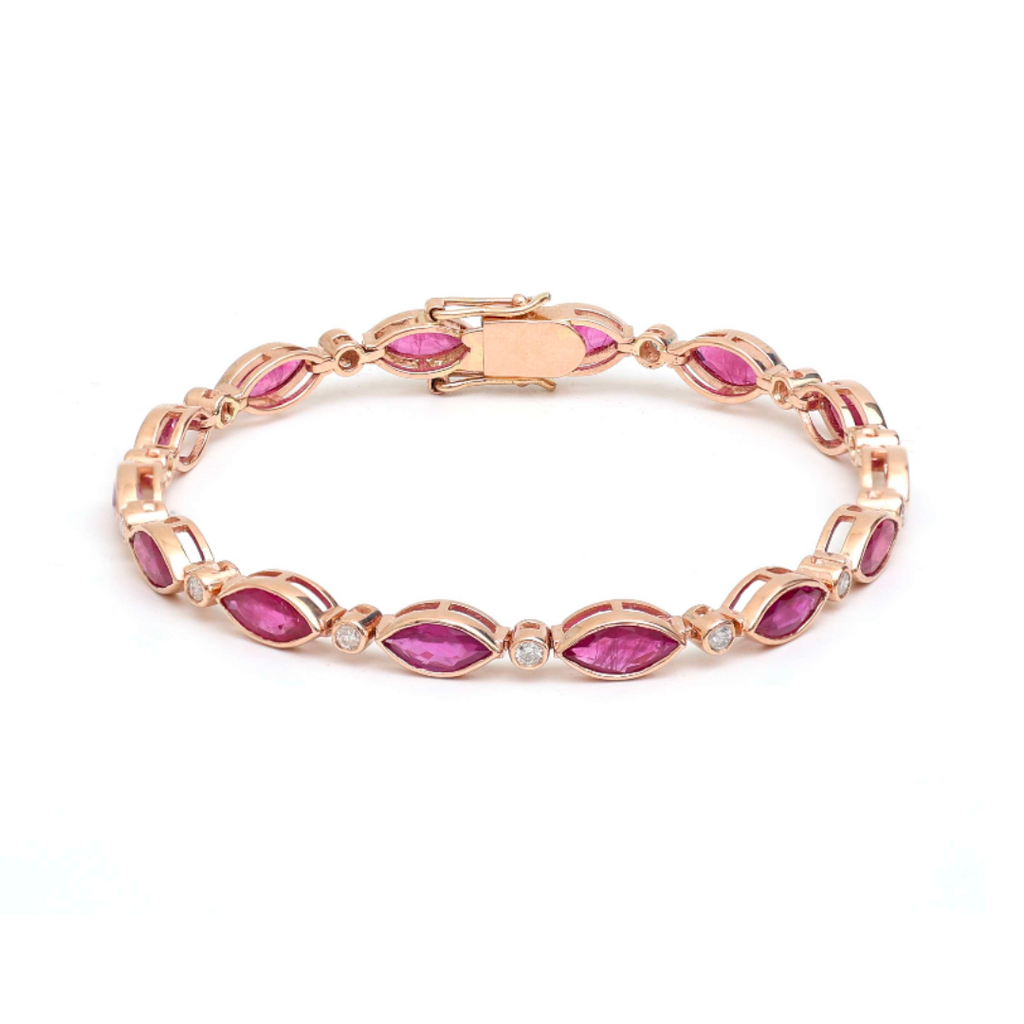 Bezel Pink Sapphire and Diamond Tennis Bracelet