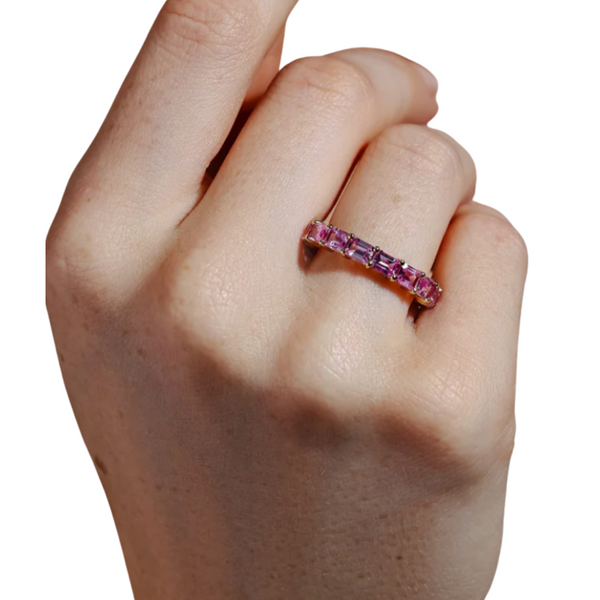 Baguette Cut Pink Sapphire Eternity Band