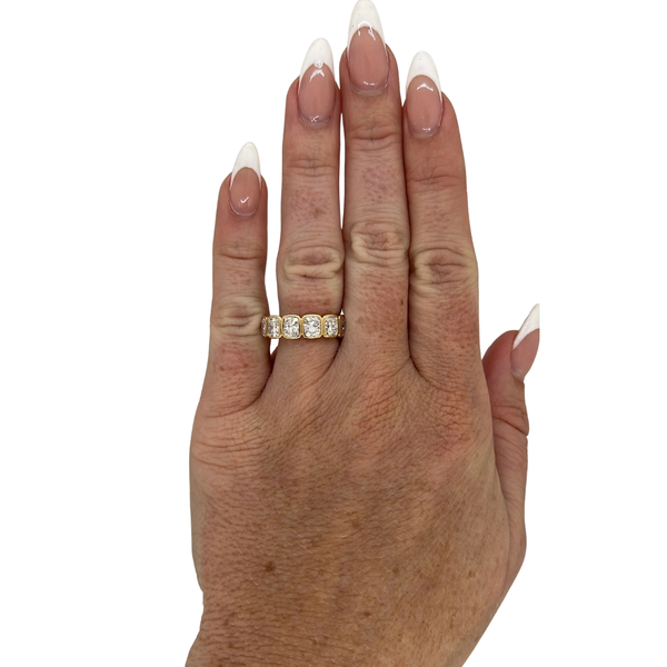 Lab-Grown Bezel Set Cushion Cut Band