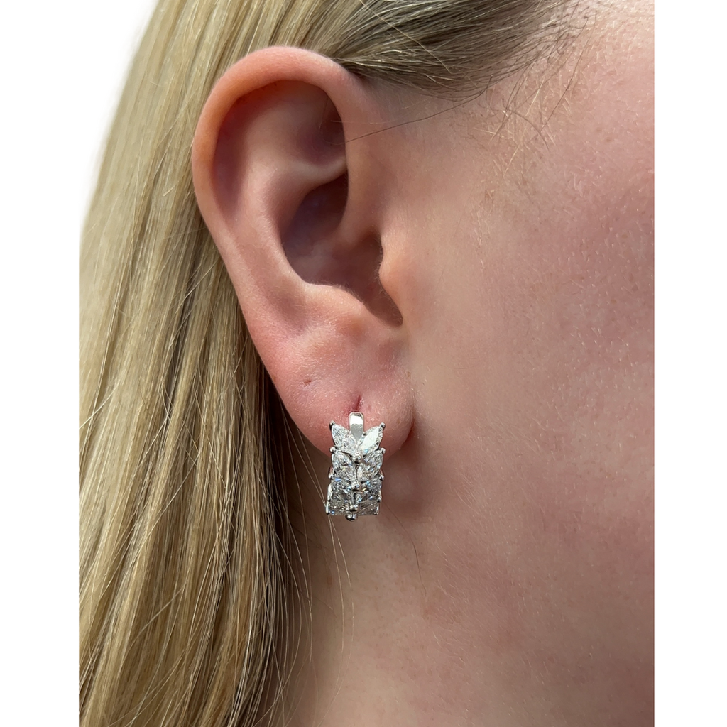 Lab-Grown Off-Set Double Row Marquise Huggies