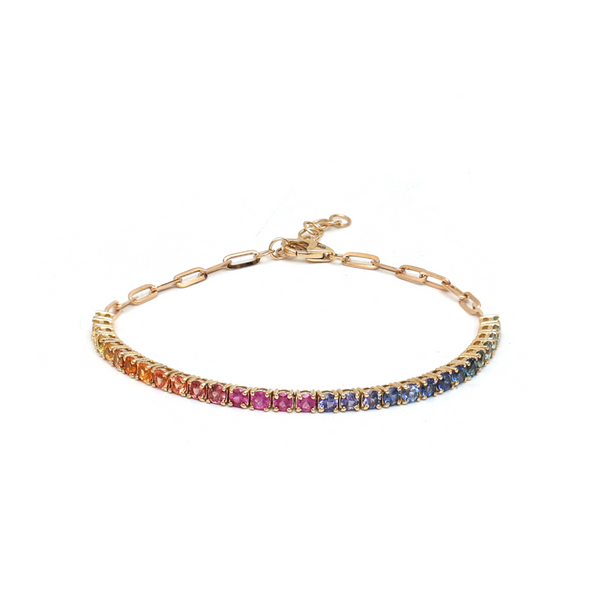 Halfway Gemstone Tennis Paperclip Bracelet