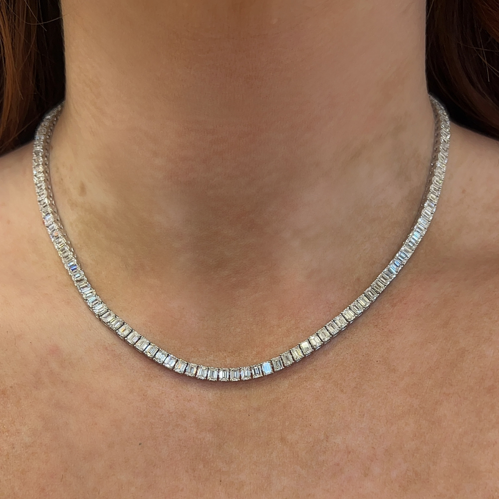 Lab-Grown Emerald-Cut Tennis Necklace