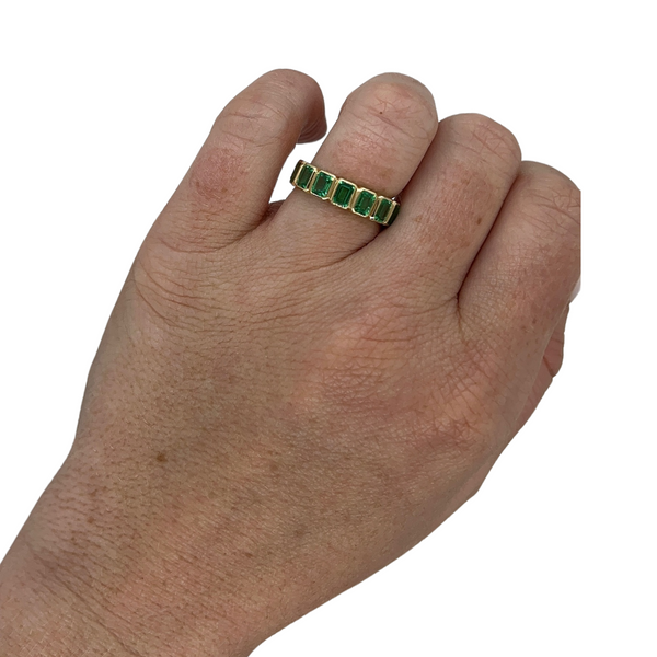 Lab-Grown Emerald Bezel Band