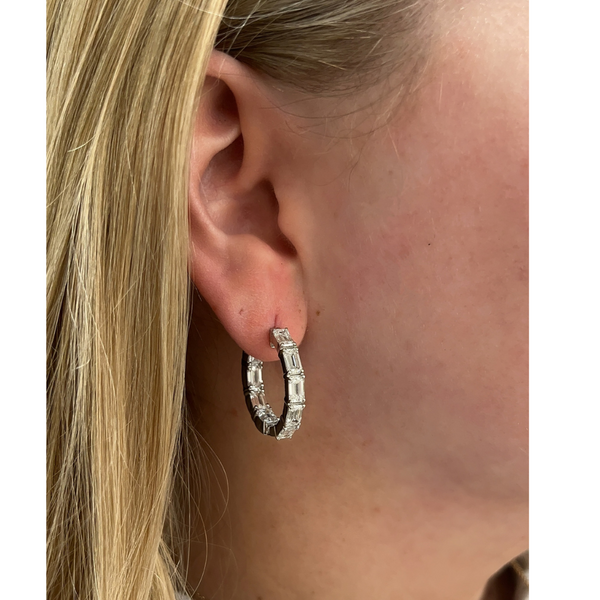 Lab-Grown Emerald Cut Inside Out Hoops