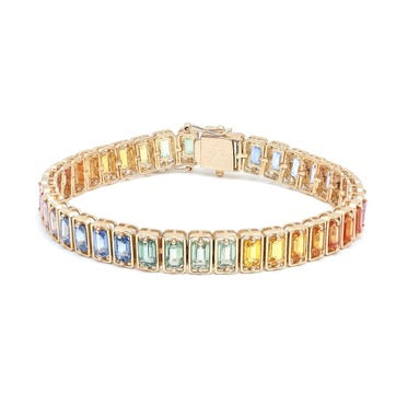 Rainbow Sapphire Floating Bezel Tennis Bracelet