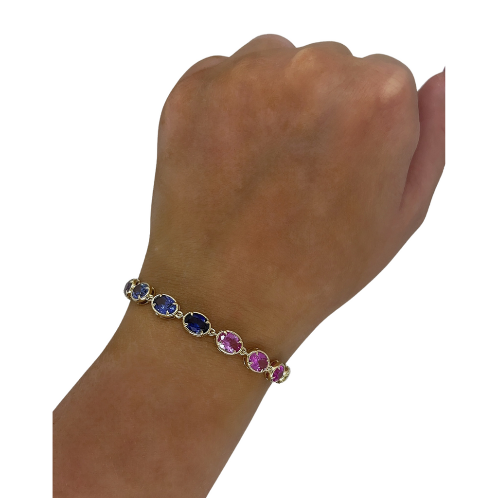 Lab-Grown Oval Multi-Sapphire Chain Bracelet