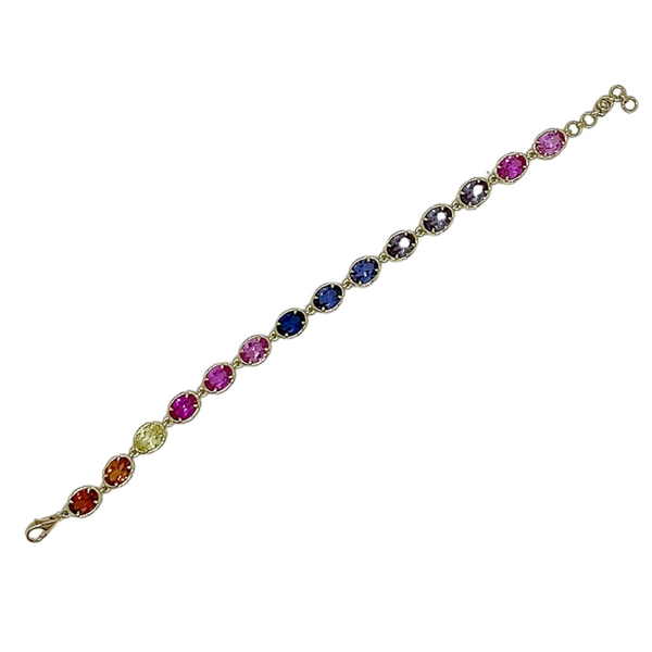 Lab-Grown Oval Multi-Sapphire Chain Bracelet