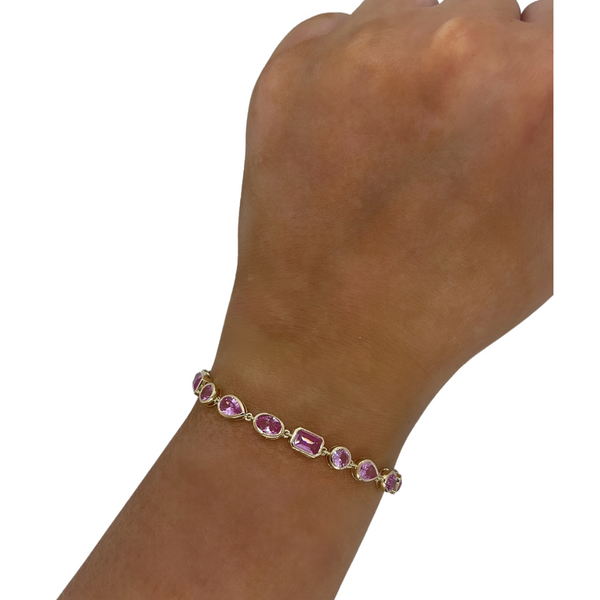 Lab-Grown Bezel Pink Sapphire Bracelet