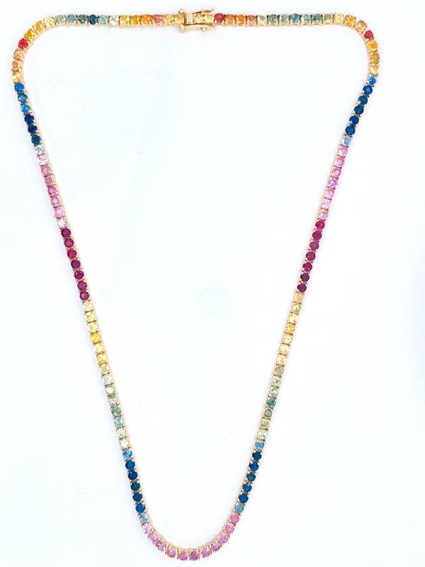 Multi Sapphire Tennis Necklace