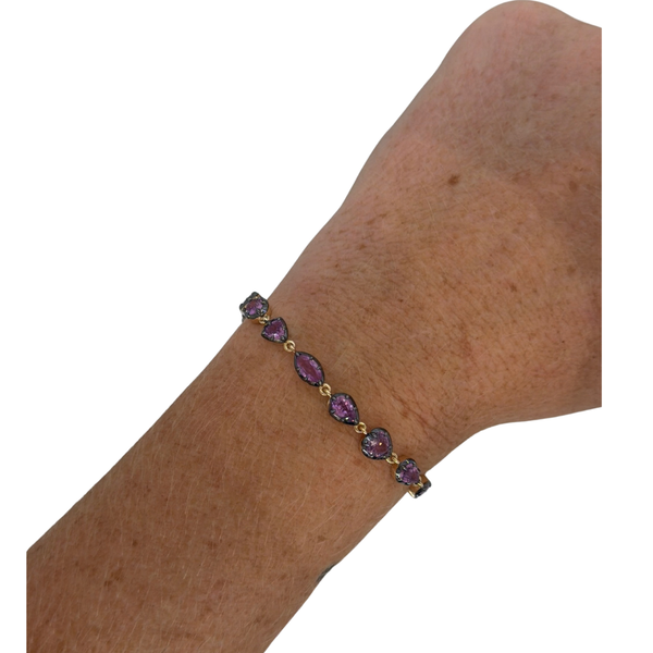 Mix Shape Georgian Set Black Rhodium Pink Sapphire Bracelet