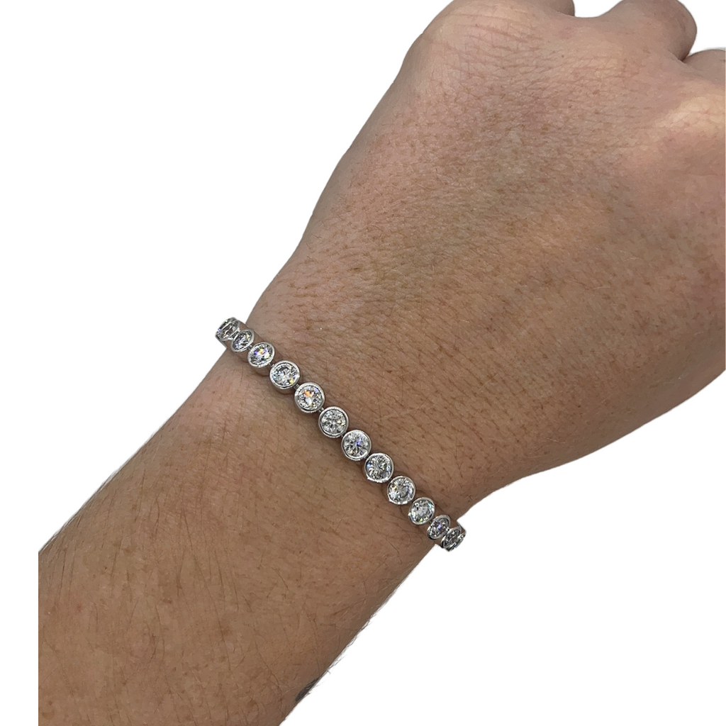 Lab-Grown Round Bold Bezel Tennis Bracelet