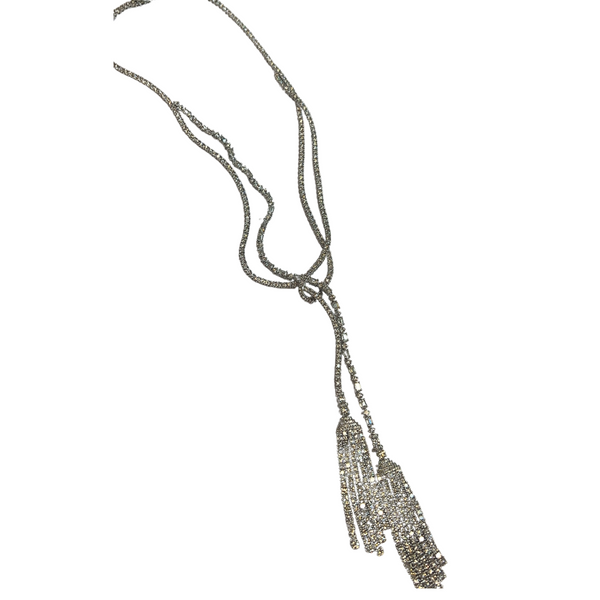 Round & Baguette Tassel Necklace