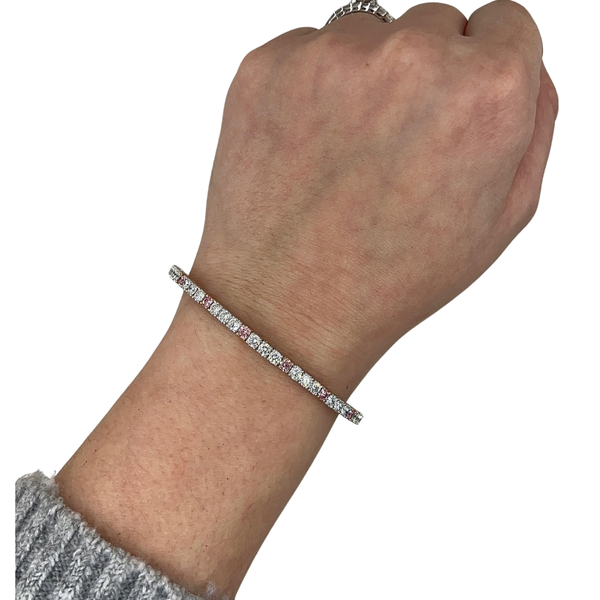 Lab-Grown Alternating Pink Diamond Bangle