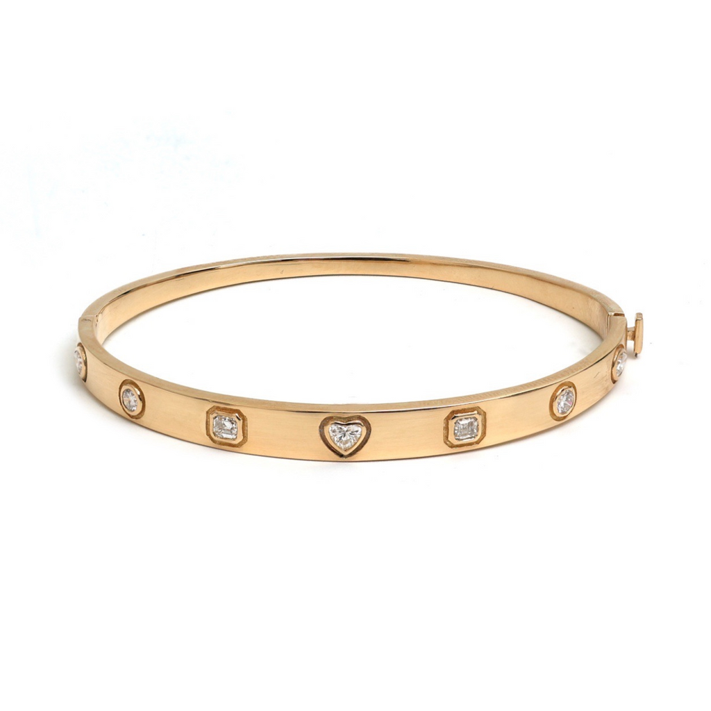 Bezel Inlay Multi-Shape Diamond Bangle