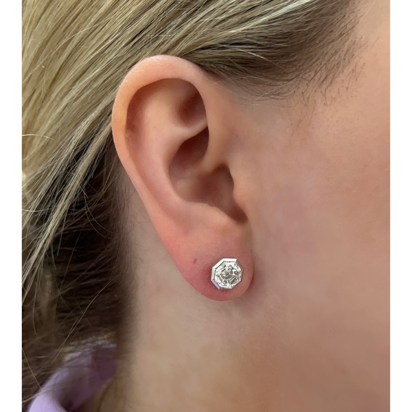 Lab-Grown Bezel Set Octagon Studs