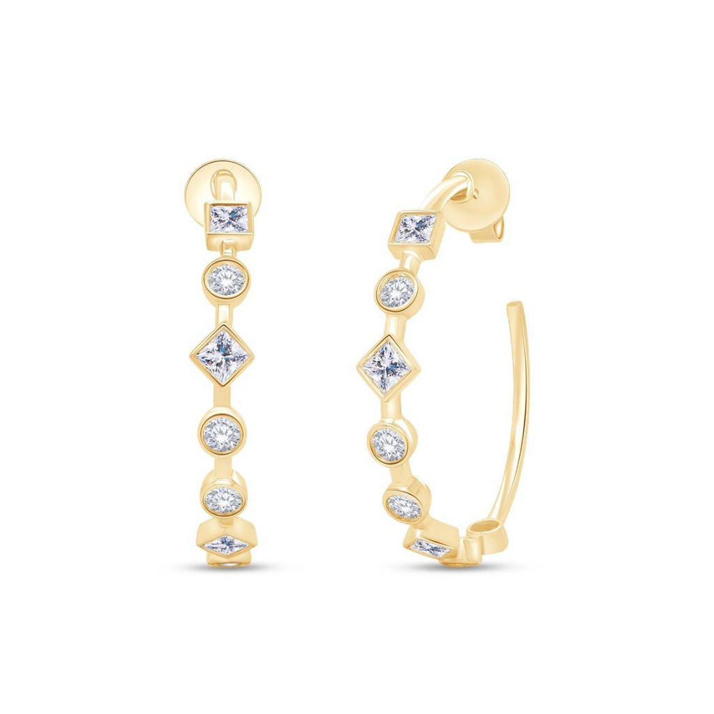 Lab-Grown Round & Princess Cut Hoops