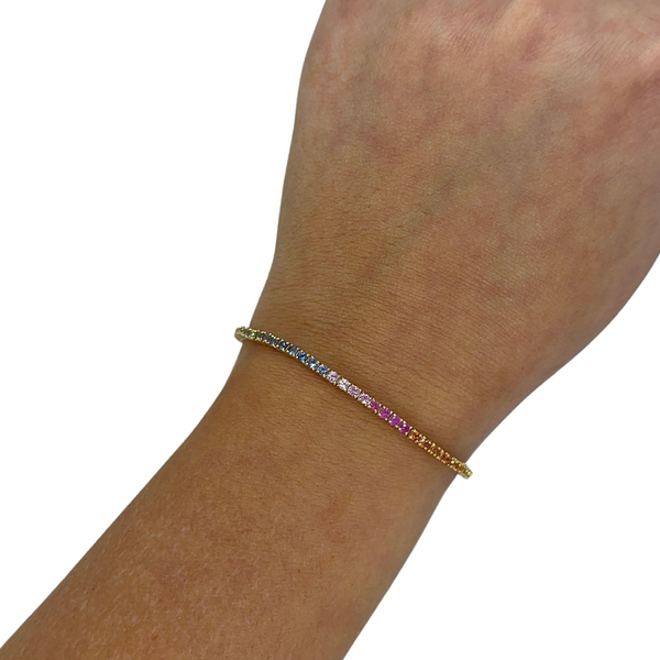 Dainty Rainbow Sapphire Tennis Bracelet